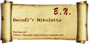 Becsár Nikoletta névjegykártya